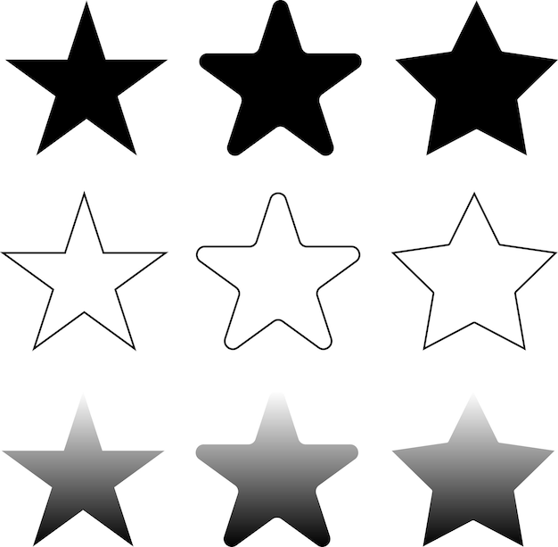 Vector stars set on white background