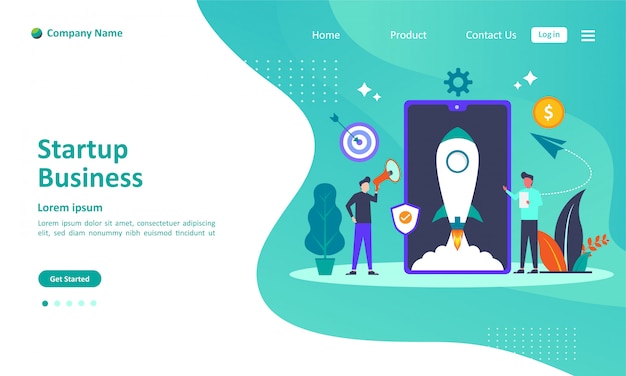 Vector start up business landing page