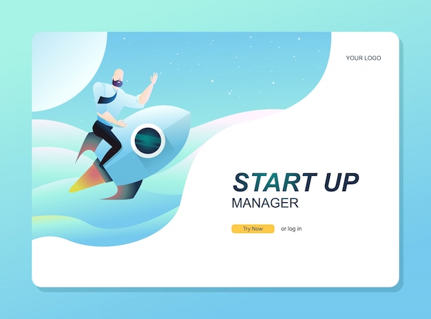 Vector start up landing page. business success website