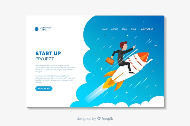 Startup flat design landing page template