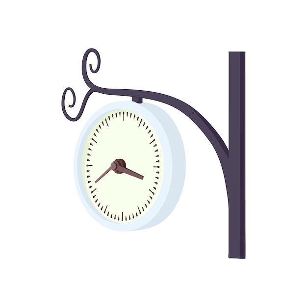 Station clock icon in cartoon style on a white background