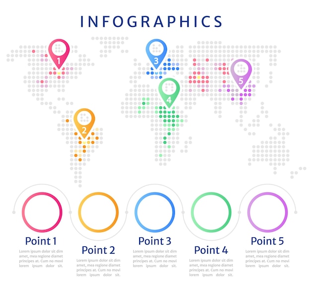 Statistics world map infographic chart design template
