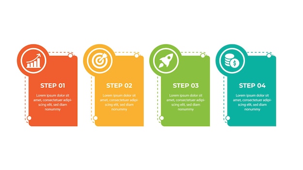 Vector stepbystep infographic with 4 arrows