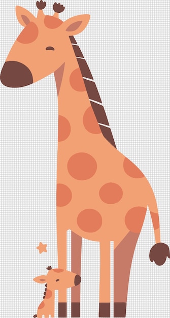 Vector sticker style cute giraffe family illustrationvector