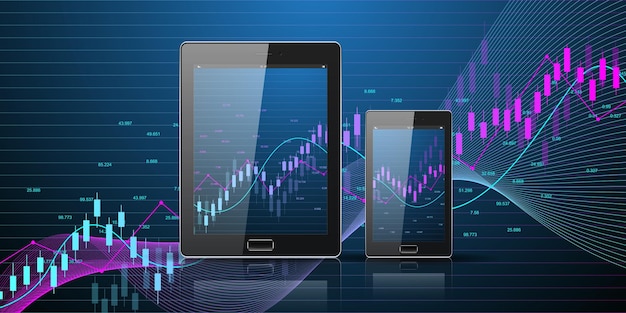 Stock market and exchange business candle stick graph chart.