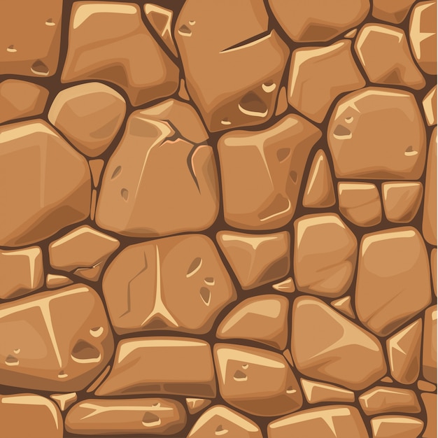 Vector stone texture in brown colors seamless pattern background.