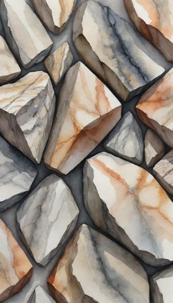 Vector a stone wall with a geometric pattern of quartz and natural stone
