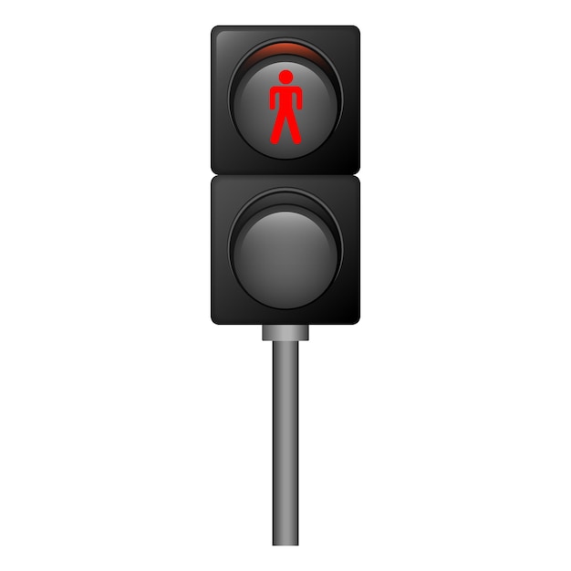 Vector stop red pedestrian traffic lights icon realistic illustration of stop red pedestrian traffic lights vector icon for web design isolated on white background