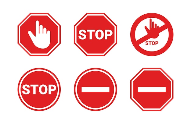 Vector stop sign set icon vector flat design template