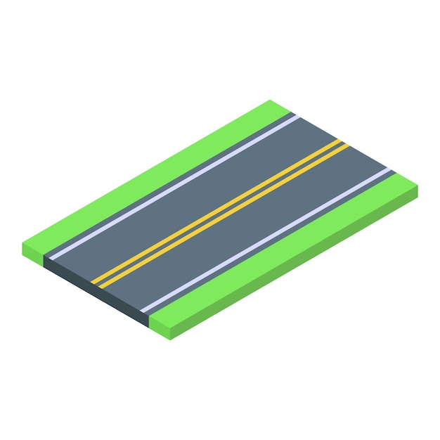 Vector straight road lane going through green field isometric view