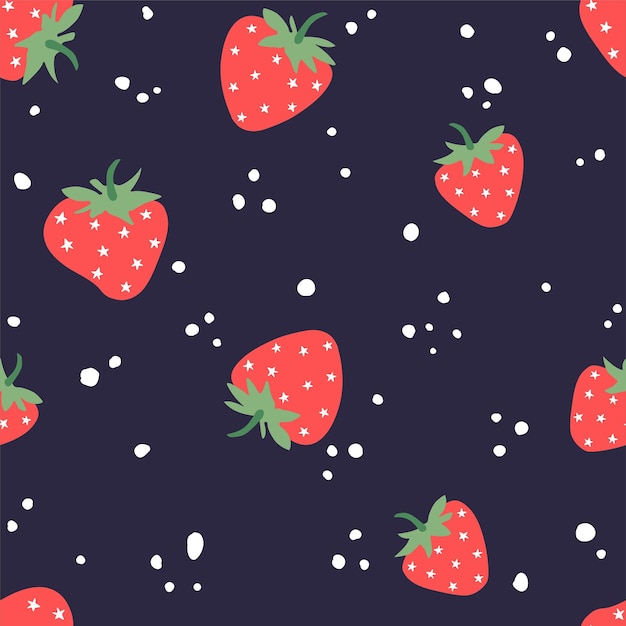 Strawberries set flat vector illustration Summer garden fruit