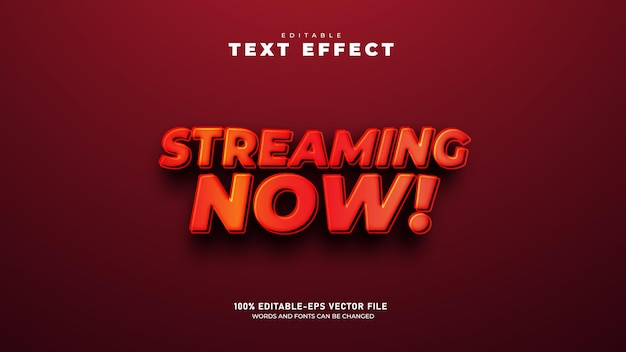 Streaming Now Golden editable colorful 3d text effect template