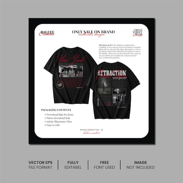 Vector streetwear social media template designs