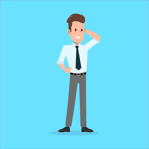 Stressed businessman, with blue background