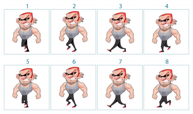 Vector strong character animation set