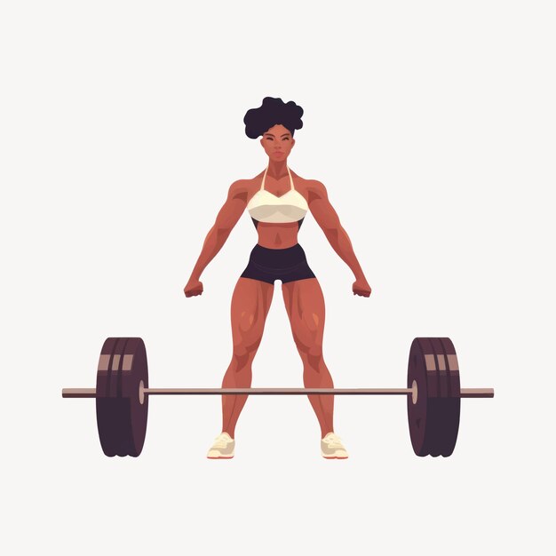 Vector strong woman lifting heavy weights