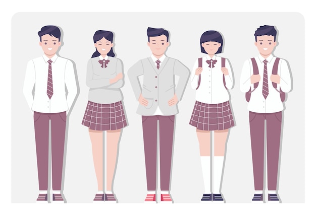 Vector student wearing uniform concept illustration