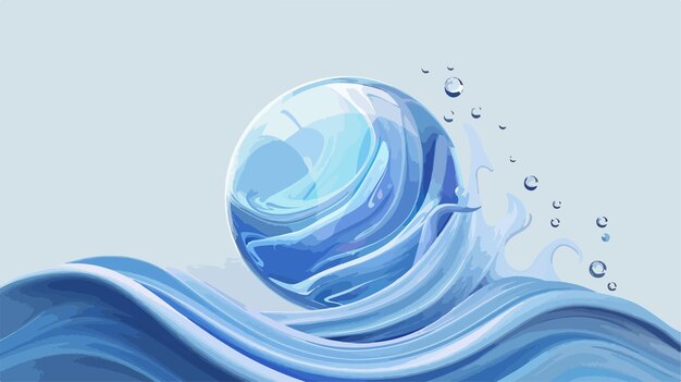 Vector stunning water sphere with mesmerizing wavy surface life symbol concept