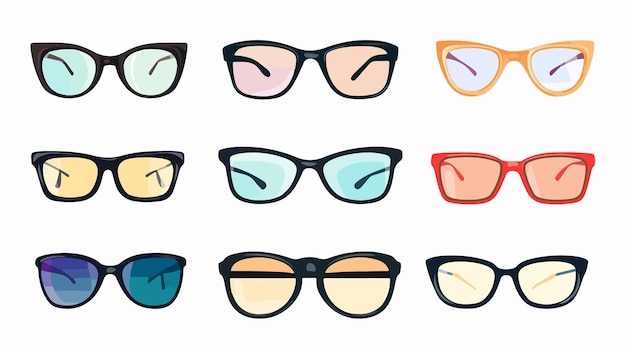 Stylish Eye Glasses Set Flat Vector Isolated Illustration