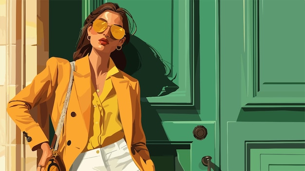 Stylish Young Woman Vector Illustration