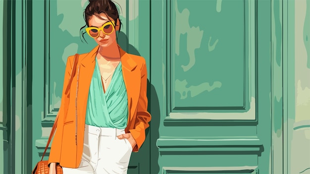 Stylish Young Woman Vector Illustration