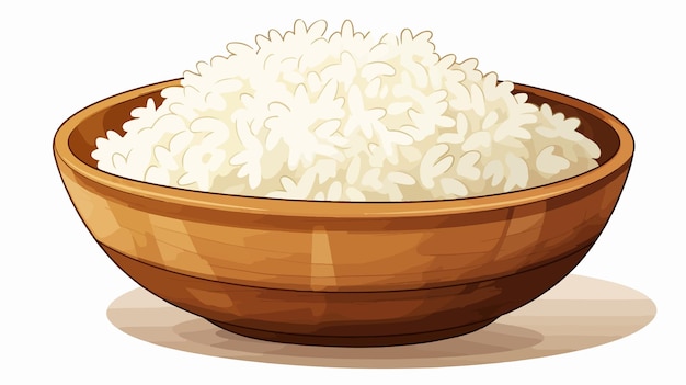 Stylized Cartoon Bowl of Rice Line Drawing on Warm Gradient Background