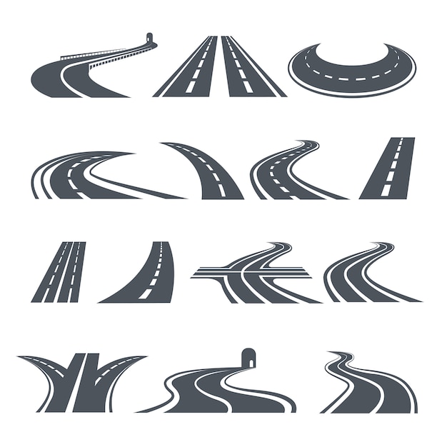 Vector stylized symbols of road and highway.