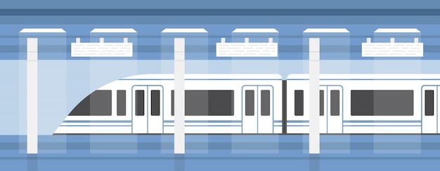 Subway, underground platform with modern train