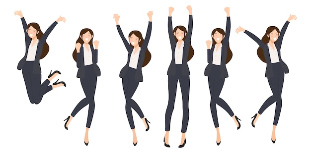 Success happy business woman on white background isolated