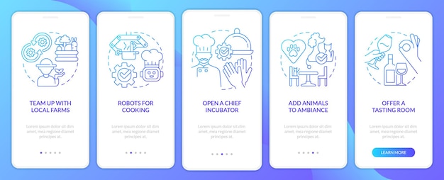Successful restaurant ideas blue gradient onboarding mobile app screen