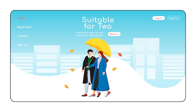 Suitable for two umbrella landing page flat color  template.