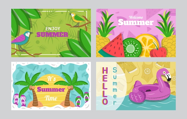 Vector summer card template set