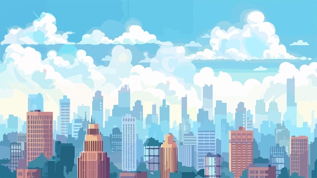 Vector summer cityscape and cloudy sky vector isolated