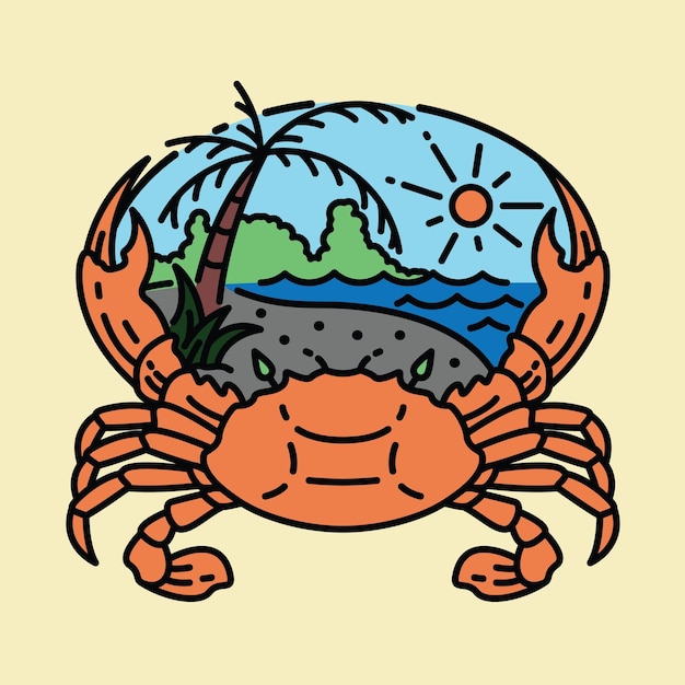 Summer and crab graphic illustration vector art tshirt design