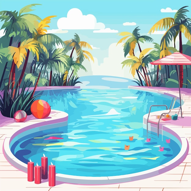 Vector summer event pool party poster vector illustration