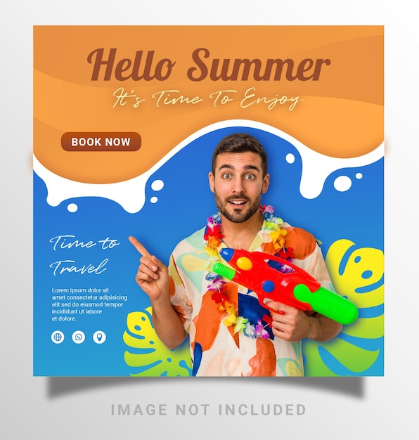 Summer Holiday Vacation and Travel Instagram Post Social Media Banner Template