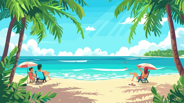 Vector summer holidays banner with beautiful seascape