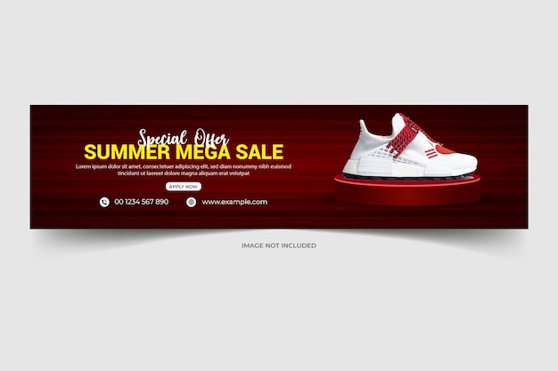 Summer mega sale Linkedin cover design with a shoes or youtube cover design