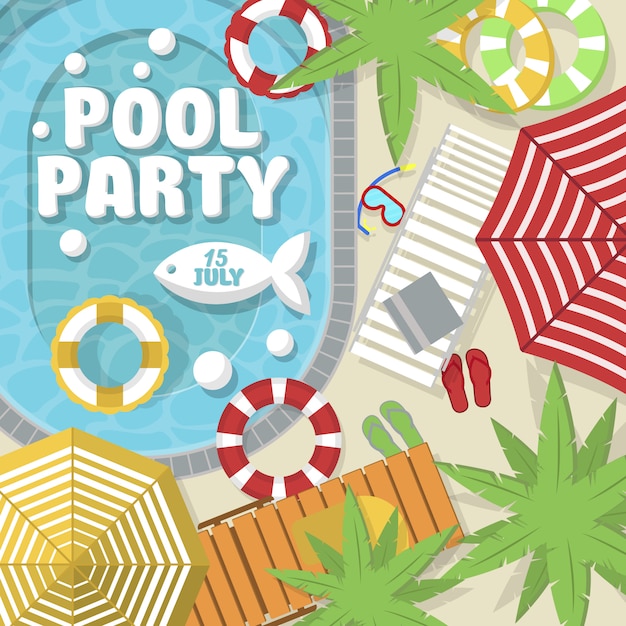 Summer pool party invitation layout