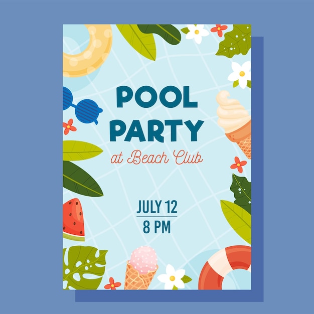 Summer Pool Party invite Vector illustration concept