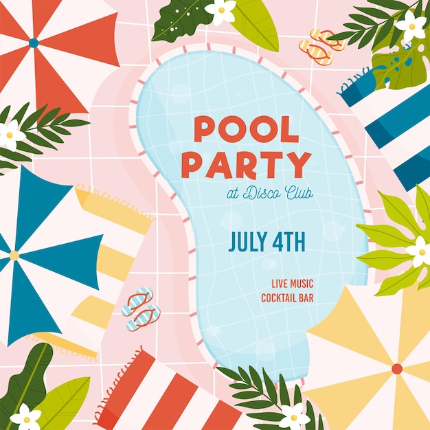 Vector summer pool party invite vector illustration concept