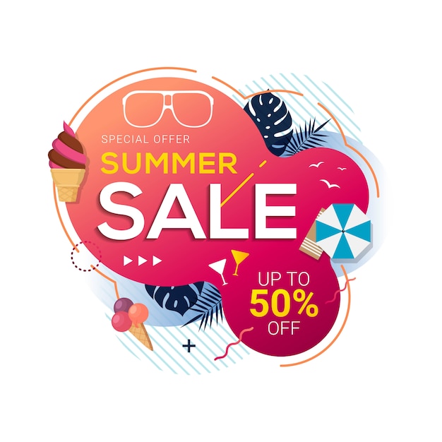 Summer sale abstract geometric banner template