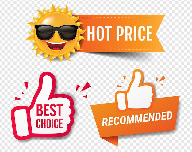 Summer Sale Banner Recommended With Thumbs Up Transparent Background