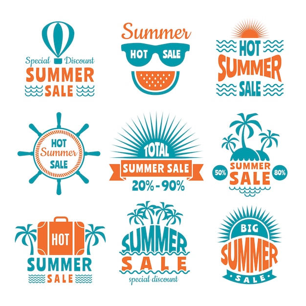 Summer sale labels or logo set