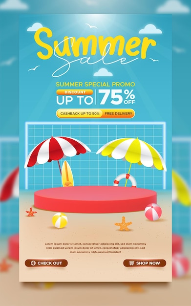 Summer sale promo seasonal poster template