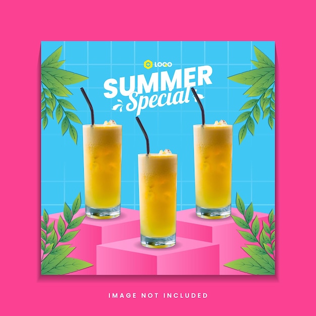 Summer special drink menu social media post template