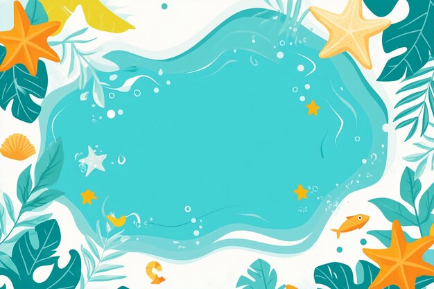 Vector summer themed background with pool leaves