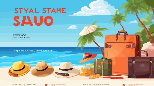 Vector summer traveling sale flyer vector template touring