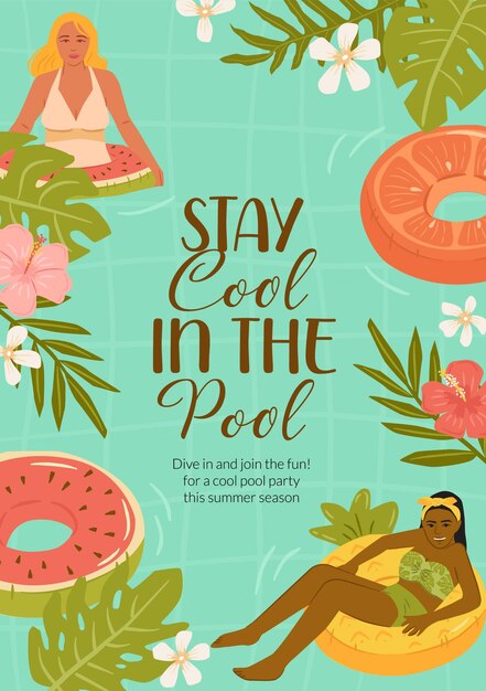 Vector summer tropical pool portrait collection