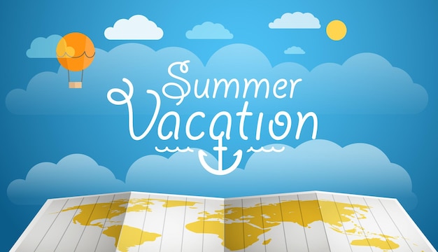 Summer vacation concept Flat design illustration